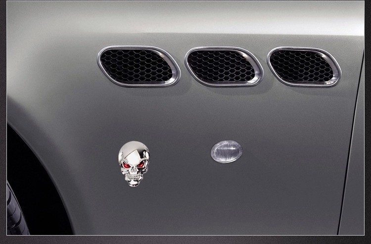 Personalized! 3D Metal Skull Car Sticker skull car styling stickers accessories Truck Motor Car Hood decorative stickers (16)
