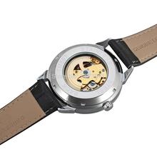 2015 Discount watch Forsining kol saati with black dial leather luxury design for men silver case