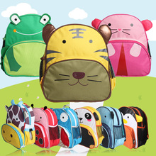 Children school bags 2015 wholesale new Cartoon animal character canvas Kindergarten Kids Schoolbag mochila infantil