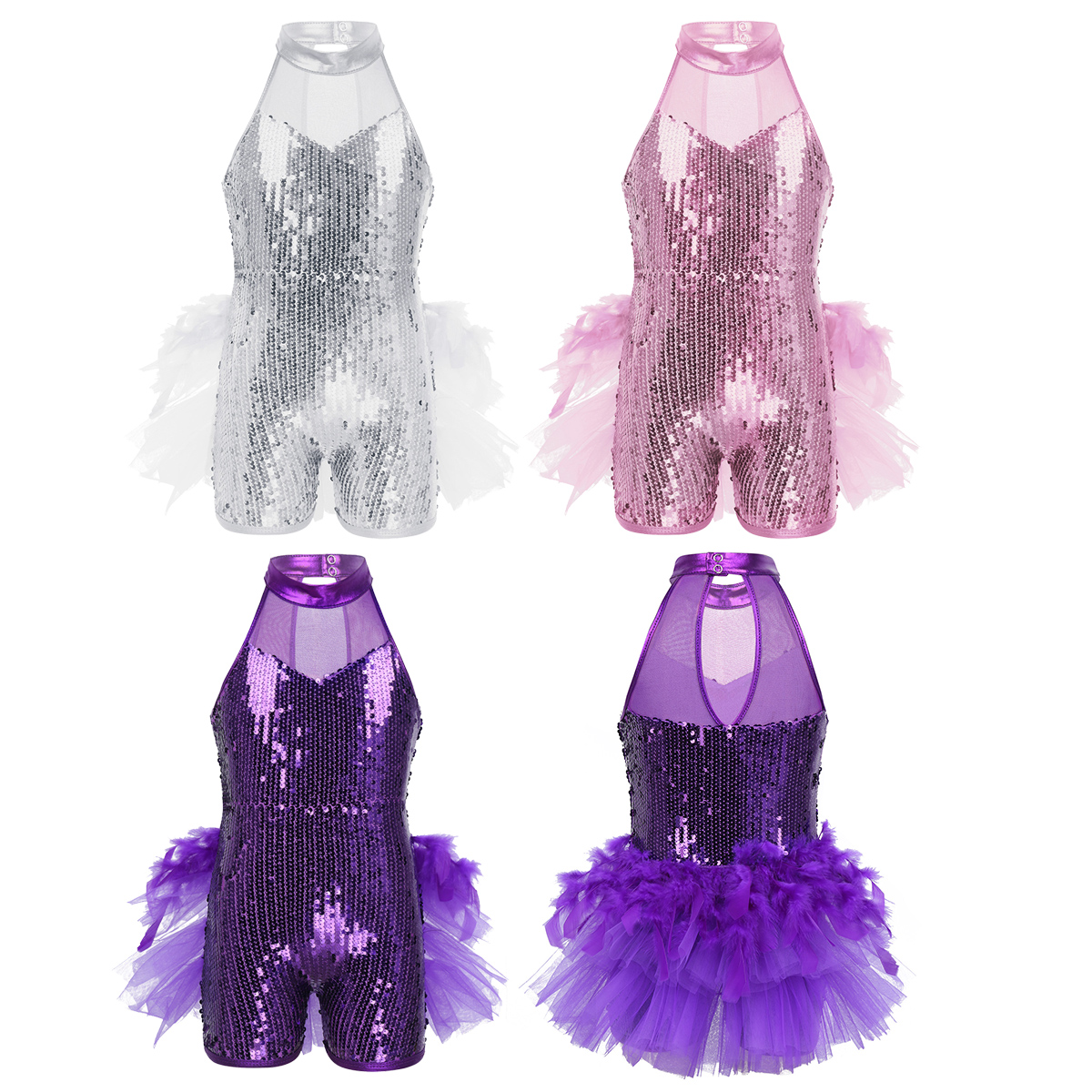 Girls Sequins Jazz Dance Costume Latin Ballet Leotard Jumpsuit Kids