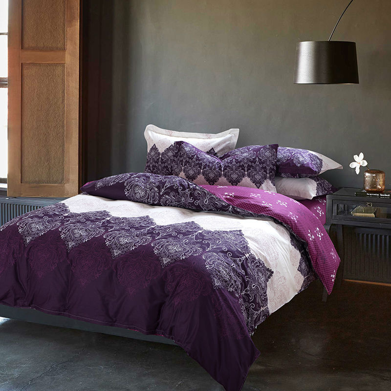 Papa Mima Purple Bedding Set 4pcs Cotton Duvet Cover Set Bed Quilt