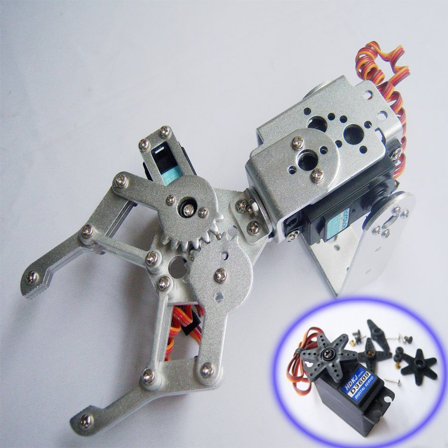 F03992-A 2 DOF Aluminium Robot Arm Clamp Claw Mount kit + 2 HDKJ D3609 9KG Metal gear Digital servo for Arduino+Freeship