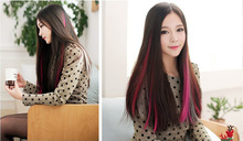 Straight Long Women Hair Extension Colored Colorful Clip in Clip On In Hair Extension Synthetic Hair