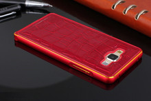 2015 Aluminum+ Crocodile Leather 5 colors Case For Samsung Galaxy E5 E5000 Cell Phone Hard Case Cover Mobile Phone Accessories