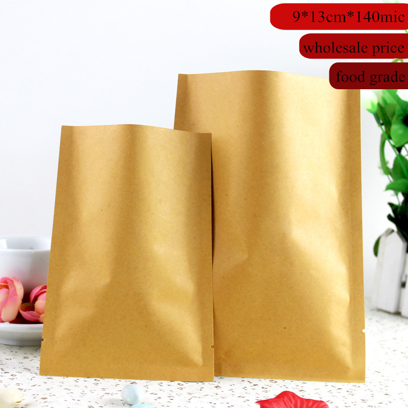 Wholesale 200pcs 9*13cm Flat Paper Bag Kraft Paper Vacuum Packaging Bag Top Open Bag-in ...