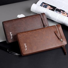 Baellerry Brand New Men Wallet Fashion Black Mens Long Wallet Leather Genuine Zipper Coin Purse Wallet