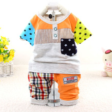2015 New casual short sleeve summer baby suit character children clothing set 7086
