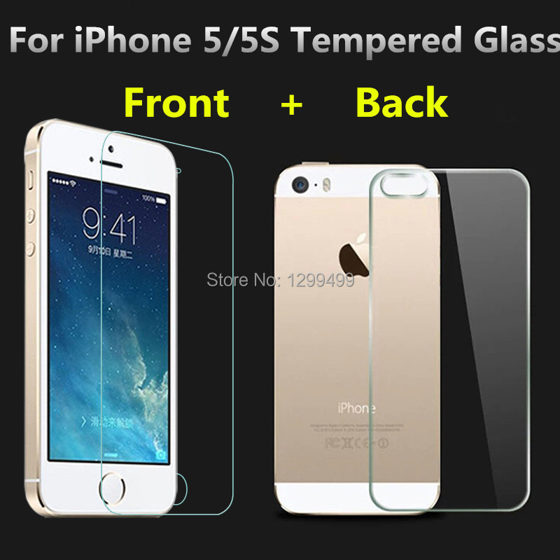 0 3mm 9H Front Back Tempered Glass For iPhone 5 5S Screen Protector Anti Shatter Film