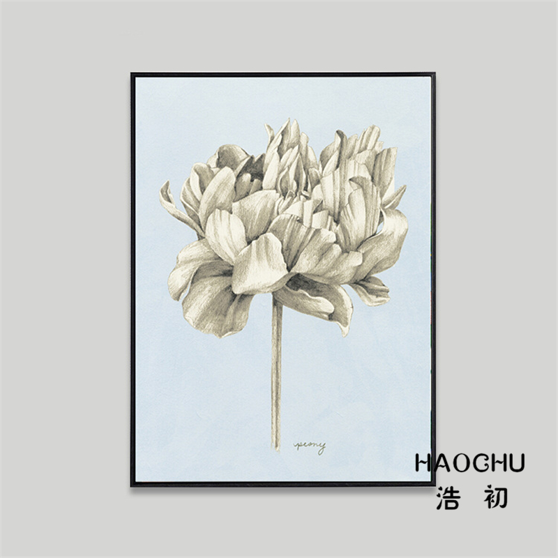 Haochu Sketsa Seni Dahlia Bunga Bouquets Cetak Poster Sederhana