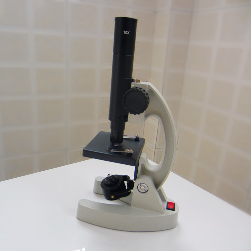 200X Metal Illuminated Light Monocular Toy Bio Microscope Educational Children Student Biological Microscope with Lamp for