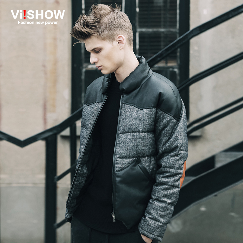 Viishow brand 2015 jacket Male Fashion Winter Coat Men Casual Patchwork Warm Parka Striped Overcoat