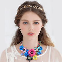 PINK Necklaces & Pendants Hot Sale Transparent Big Resin Crystal Flower Vintage Choker Statement Necklace Fashion Jewelry