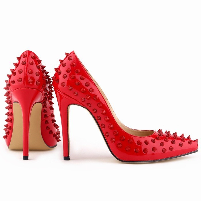 ...new AUTUMN 2014 Europe style SEXY WOMEN'S rivet 11CM high heel pump...