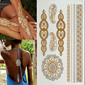 gold tattoo sex products necklace bracelets tattoo metal temporary tattoo women flash metalic fake gold silver