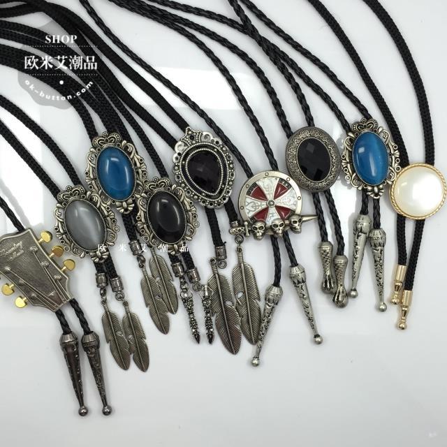 Exclusive!American Cowboy Bolo Tie by Hand Made 2015 New Fashion Vintage Bola for Men&Women Bolotie Black Blue Neck Tie Guitar