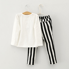 baby girl autumn clothing set children spring long sleeve cat bowknot outfits baby shirt stripe pants