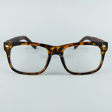 New Women Wayfarer Simple Design Eyeglasses Good Made Optical Frame Rhombus Rivet Imitation Leather Wrap Legs
