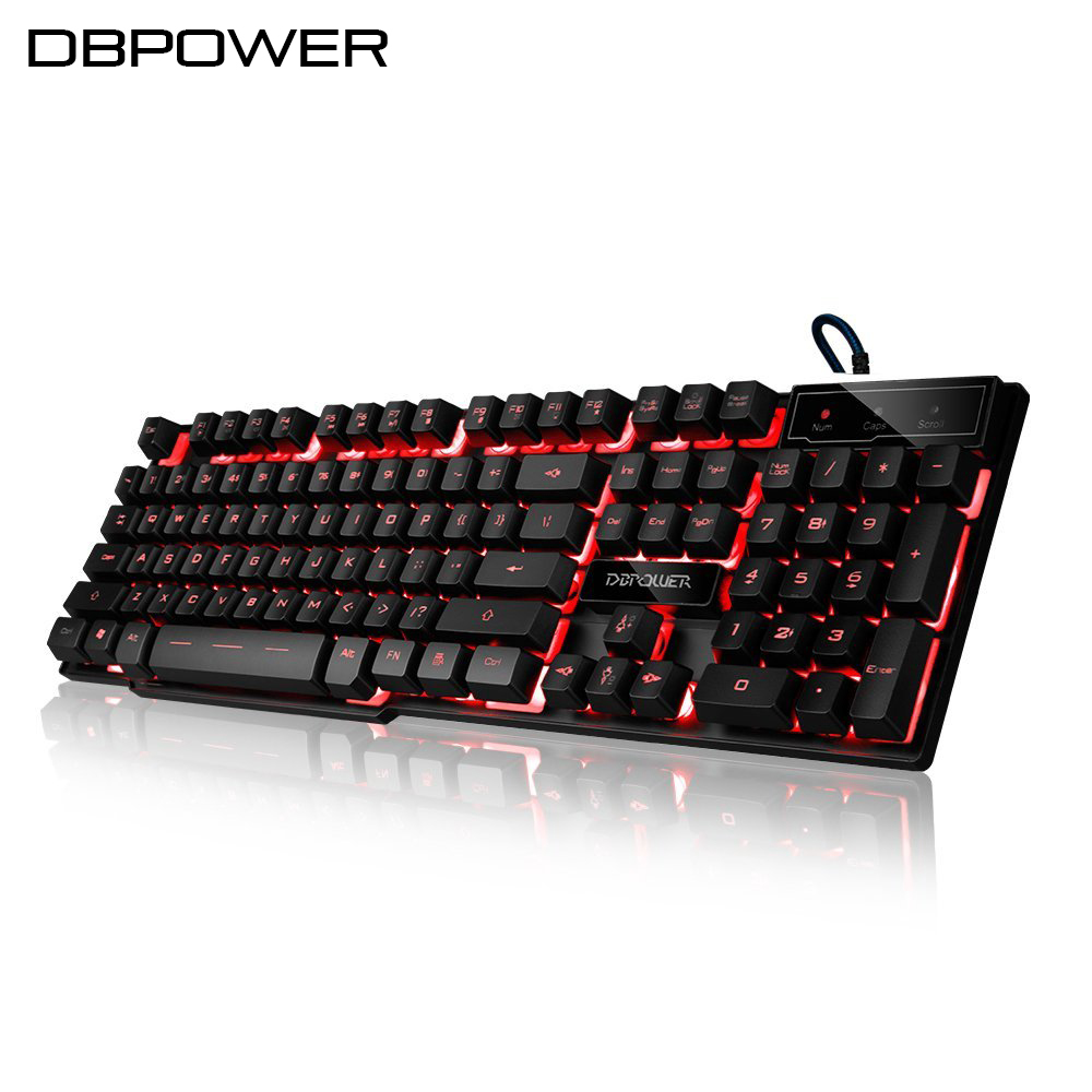 DBPOWER Backlit Gaming Keyboard LED 3 Color BackLight USB Wired Game