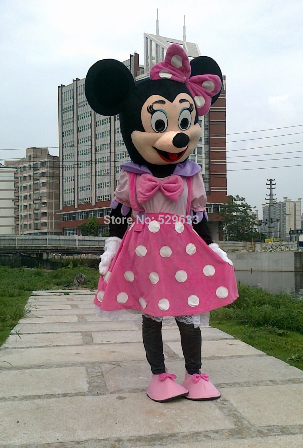 Hot Sales Adult Party Dress Version Minnie Mascot Costume Pink Minnie Mouse Mascot Costume Free Shipping