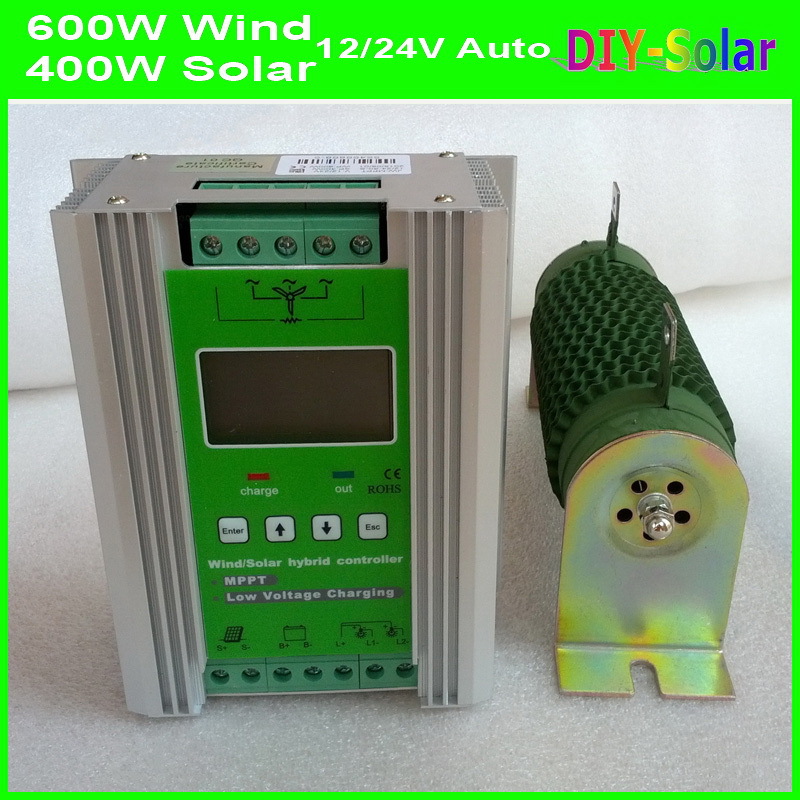 wind solar hybrid charge controller, Wind turbine 600W+400W Solar 12V 