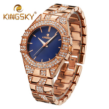 Kingsky Brand Fashion Casual Watches Party Diamond Women Wristwatches Rose Gold Quartz Clock Ladies Dress Time