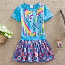 Summer Dress Girls 2015 Dresses My Little Ponys Fancy Dots Tutu Children Wear Princess Cartoon Girl Children’s Clothes B00345