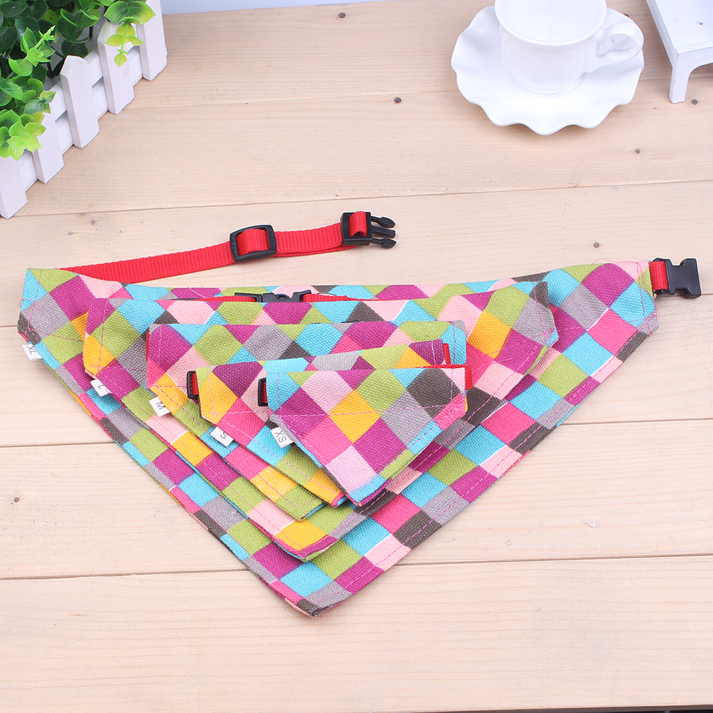 XS S M L XL font b Plaid b font Scarf size cute pet dog collar
