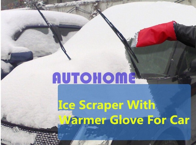 ICE SCRAPER THERMAL FLEECE LINED GLOVE MITT CAR VAN WINDOW WINDSCREEN SNOW FROST (1)