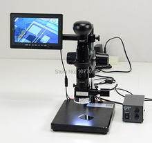 La mejor venta, señal AV 19X-135XDigital Zoom de vídeo LCD lente del microscopio + AV + led, electrónica profesional microscopio