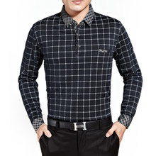 2016 new summer polo homme Long sleeve shirts polo middle-aged man wet clothes plaid cotton shirt men’s elderly father clothing