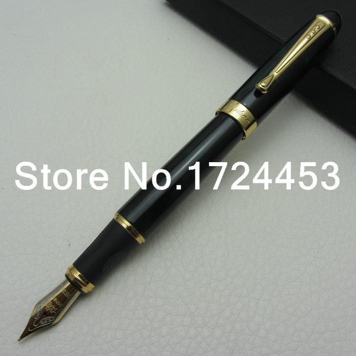 JINHAO Green And Gold clip Fountain Pen M Nib with gift box J1110