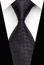 NT0506 Red Black Checks Plaids Classic Smooth Man s Casual Jacquard Woven Silk Polyester Necktie Business