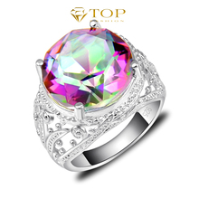 Free shipping _925 silver Round Delicate mystic topaz Ring R0025