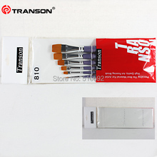 Transon 810 fine nylon hair flat head artist painting brush set wooden handle brushes for art