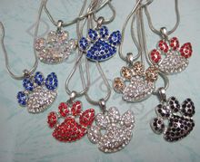 3cm Paw Pendant Snake Chain Necklace Animal Dog or Cat Paw Print Jewelry Mix Colors Free Shipping