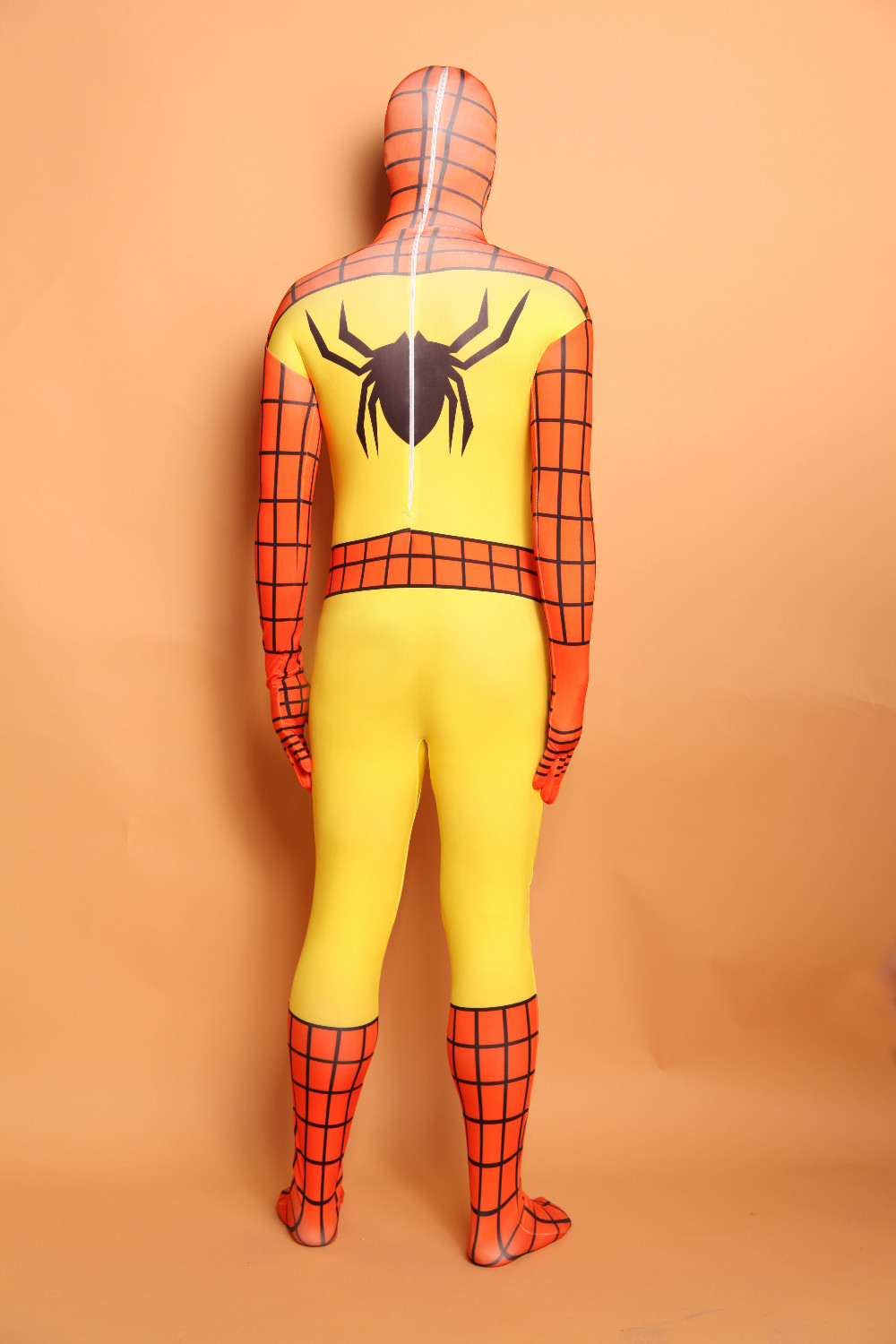 Multicolor Lycra Spandex Spiderman Zentai Suits Orange And Yellow