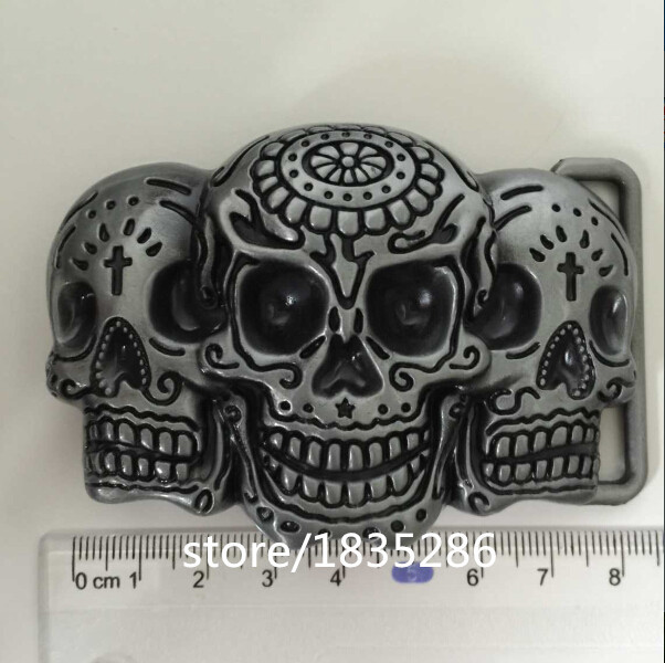 Retail Wholesale 2015 New Style Skull Head Metal Mens belt buckle For 3 8cm 1 5in