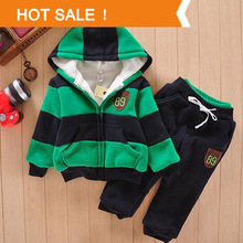 Baby Sports Suit Jacket Sweater Coat Pants Thicken Kids Clothes Set 2015 Hot Sell Boys Girls