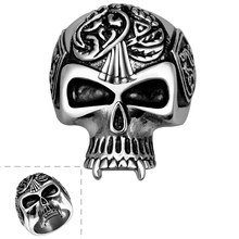 US# 8-10 Lureme Gothic Punk Jewelry Stainless Steel Antique Silver Black Unique Skull Ring for Men Vintage Jewelry Accessories