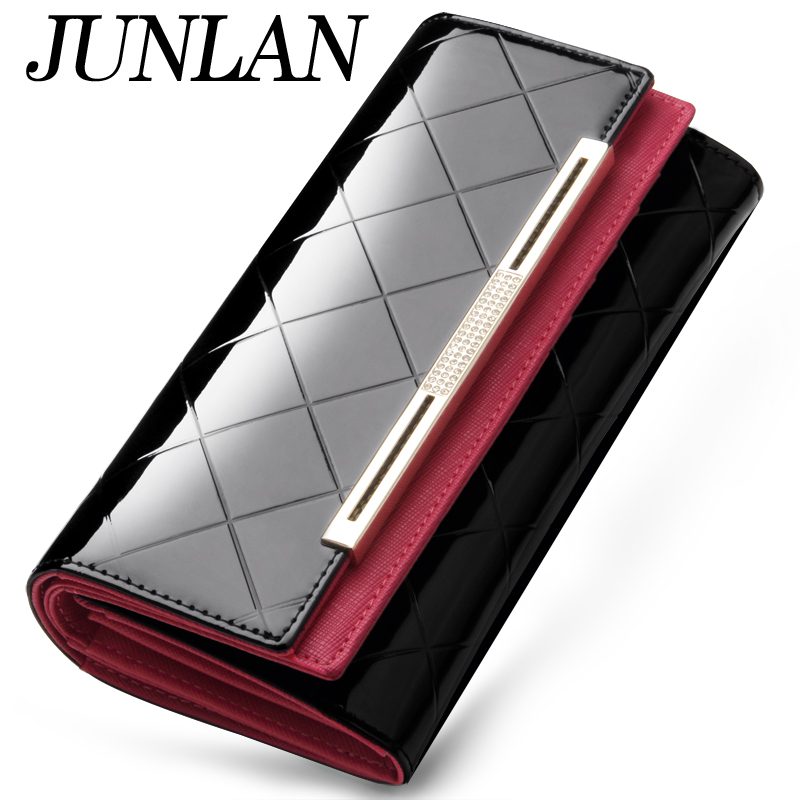 Junlan women's wallet female long design wallet japanned leather  star style  wallet cowhide clutch  clutch purses