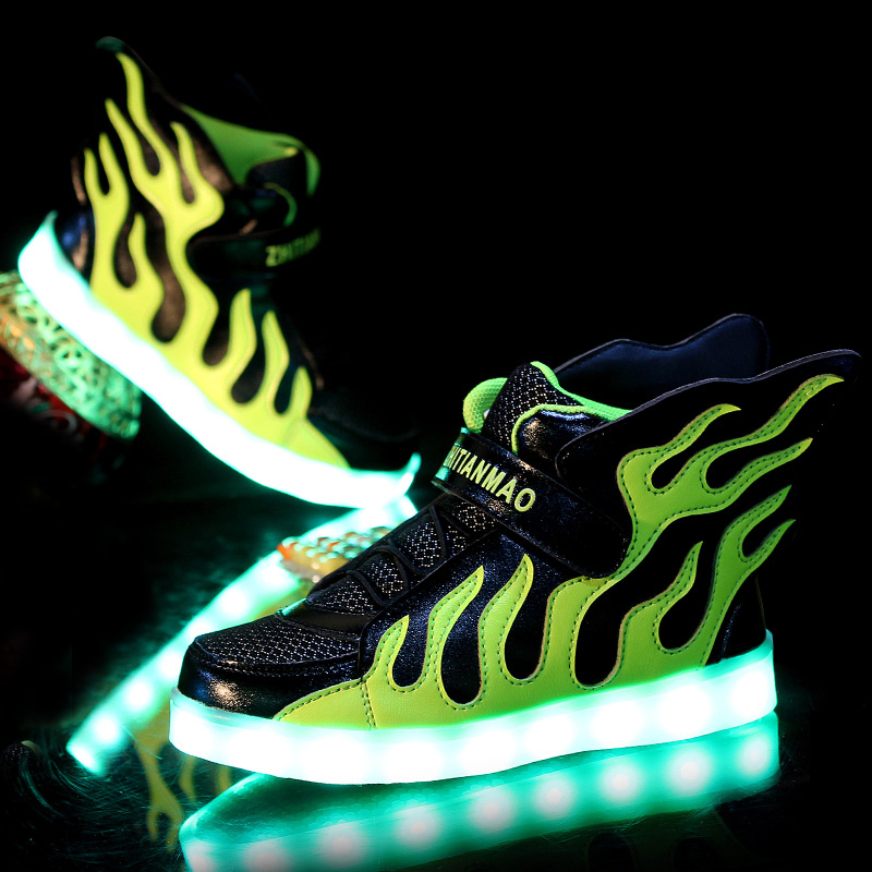 Boys Girls USB Charger led Children Shoes with Light Kids Wing Flashing Lighted Sneakers Free Shipping