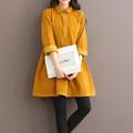 2016 winter new women mini dress female short paragraph bottoming loose long sleeved corduroy dress girl