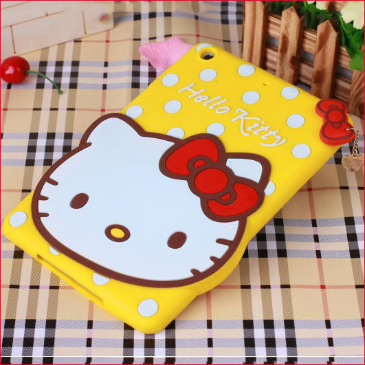 For iPad Mini 1 2 Smartphone Accessory 3D Cute Hello Kitty Case with Bowknot for iPad
