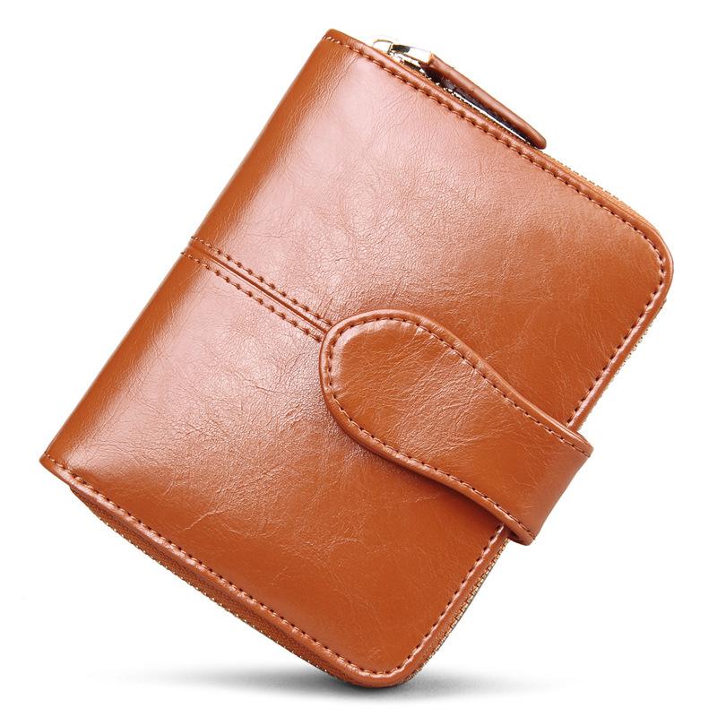 Genuine Real Leather Women Short Wallets Small Wallet Zipper Coin Pocket Credit Card Wallet Female Purses