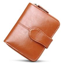 Genuine Real Leather Women Short Wallets Small Wallet Zipper Coin Pocket Credit Card Wallet Female Purses