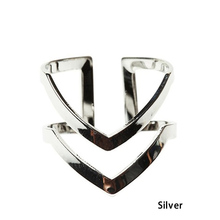 Fashion Gold Silver Plated Double V shaped Half Opened Adjustable Vintage Woman Rings Charming Jewelery RING