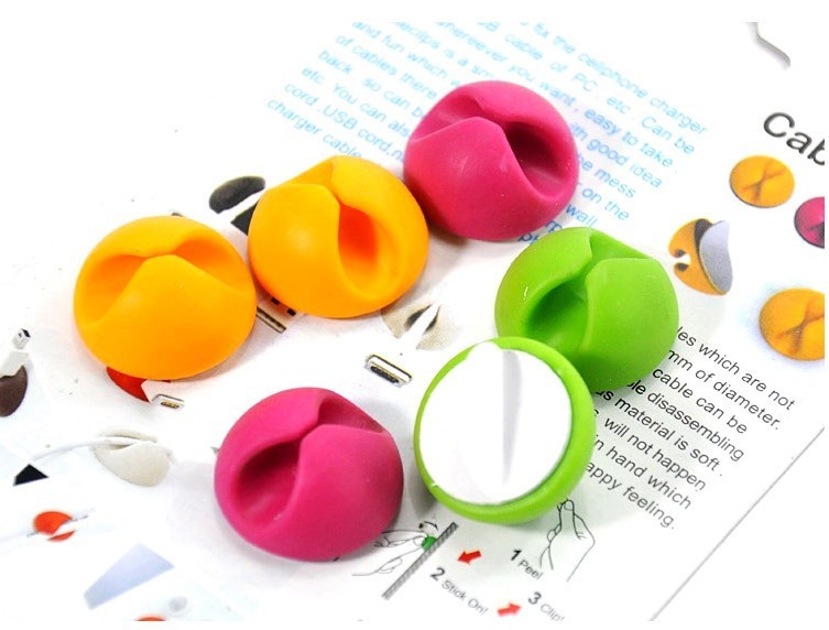 800PCS/lot Random Color Smart Cable Wire Organizer Cable drop Clip Tidy USB Charger Cord Holder desktop Fixed clamp