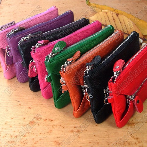 Candy Color Lady Women Genuine Leather key Chain Multifunctional Coin Purse Wallet Clutch Mobile Phone Bag