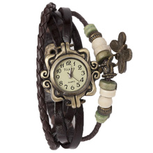 Watches Women Top Brand Luxury Multi Layer PU Leather Beads Butterfly Wrist Watch Vintage Bracelet PMHM356