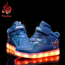 2016 Children Shoes With Light Boys And Girls Casual LED Shoes For Kids leisure LED Light Up 3 Colors Kids Shoes 25-37